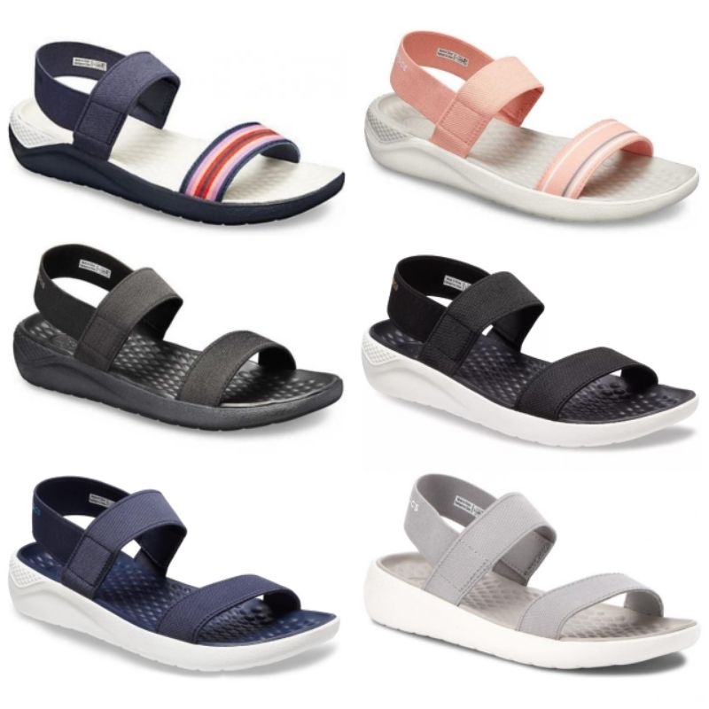 CROCS LITERIDE STRETCH TALI 2 WOMAN SEPATU SANDAL FLAT WANITA IMPORT
