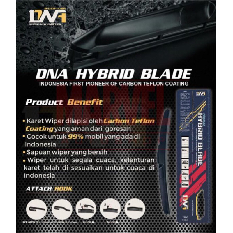 RB Wiper Mobil Premium Hybrid Blade DNA / Wiper Mobil Universal Carbon Coating / Wiper Kaca Depan