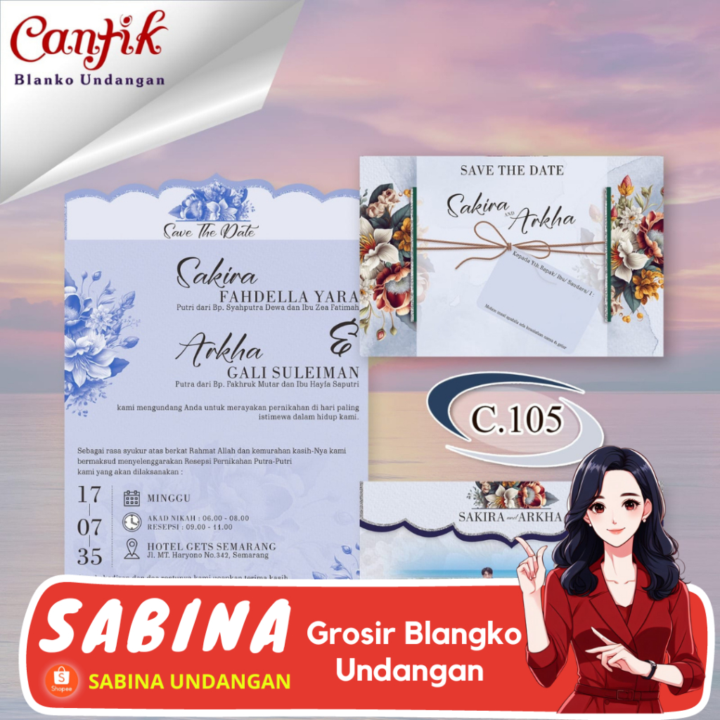 BLANGKO UNDANGAN PERNIKAHAN CANTIK 105 | SABINA UNDANGAN | KERTAS UNDANGAN | KARTU UNDANGAN | BLANGK
