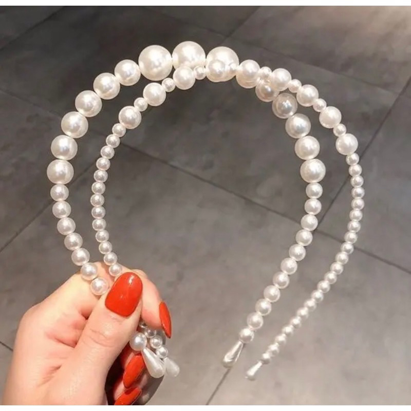 Bando mutiara | Bando mutiara mote putih | Bando fashion | Bando hijab