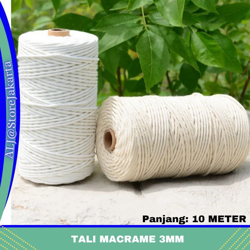 

Tali macrame/Tali katun cotton rope 3mm(10 meter)