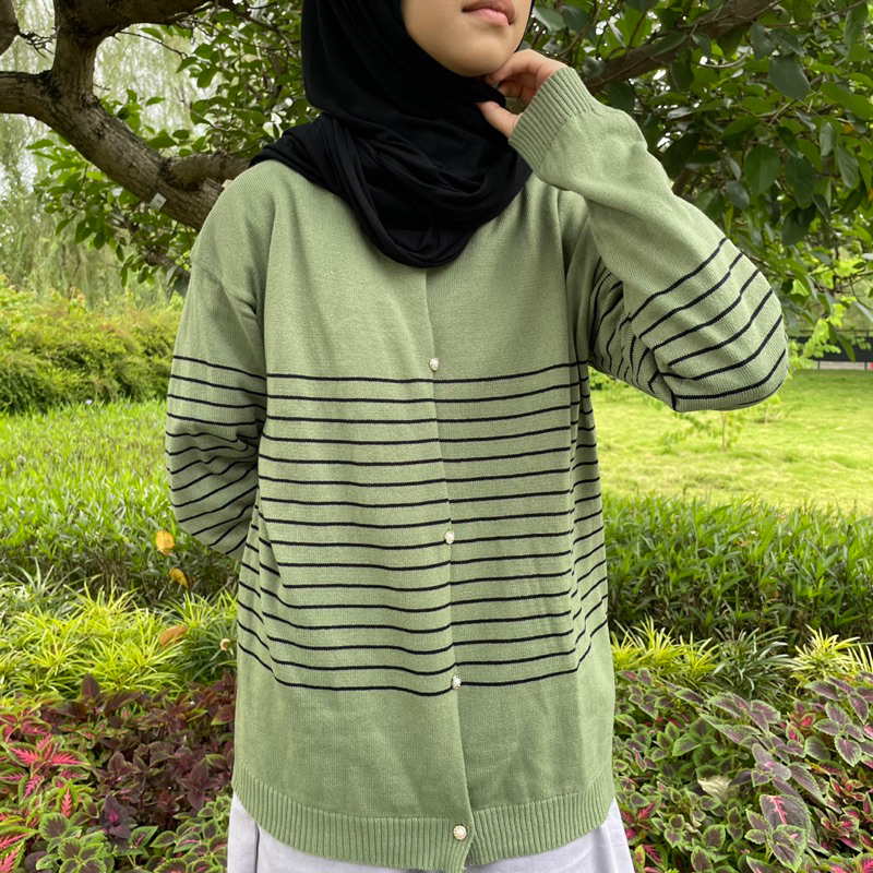 AslahStyle - Rora Forest Green / Atasan Wanita / Knitwear Kancing Cantik