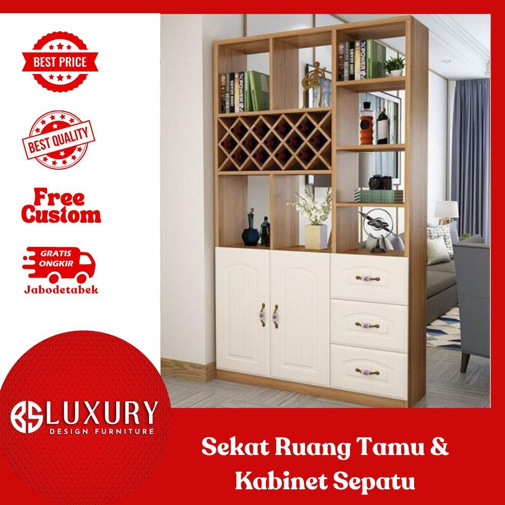 Sekat Ruang Tamu Rak Kabinet Sepatu Tertutup Premium Bisa Custom