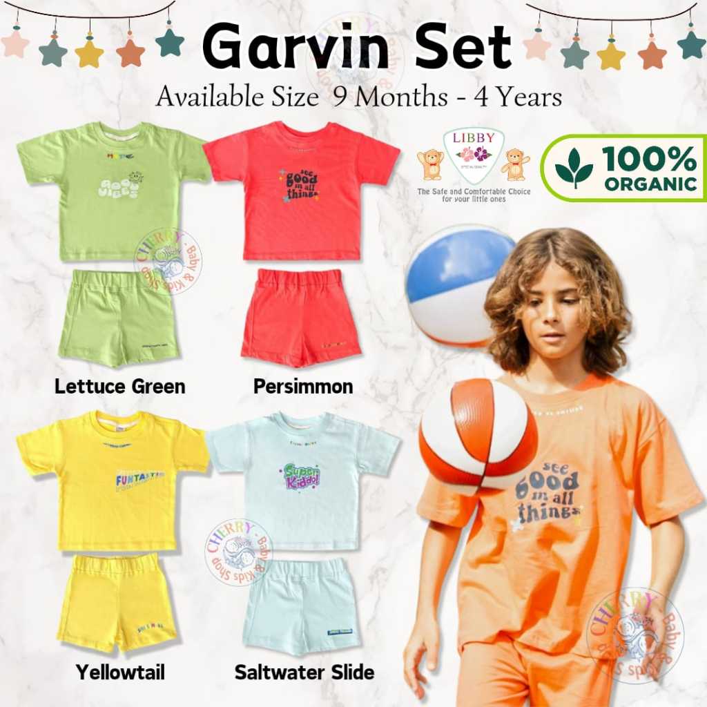 Libby Garvin Set 9 Bln - 4 Tahun Setelan Basic Polos Sablon Warna Anak Unisex 100% Katun Earth Serie