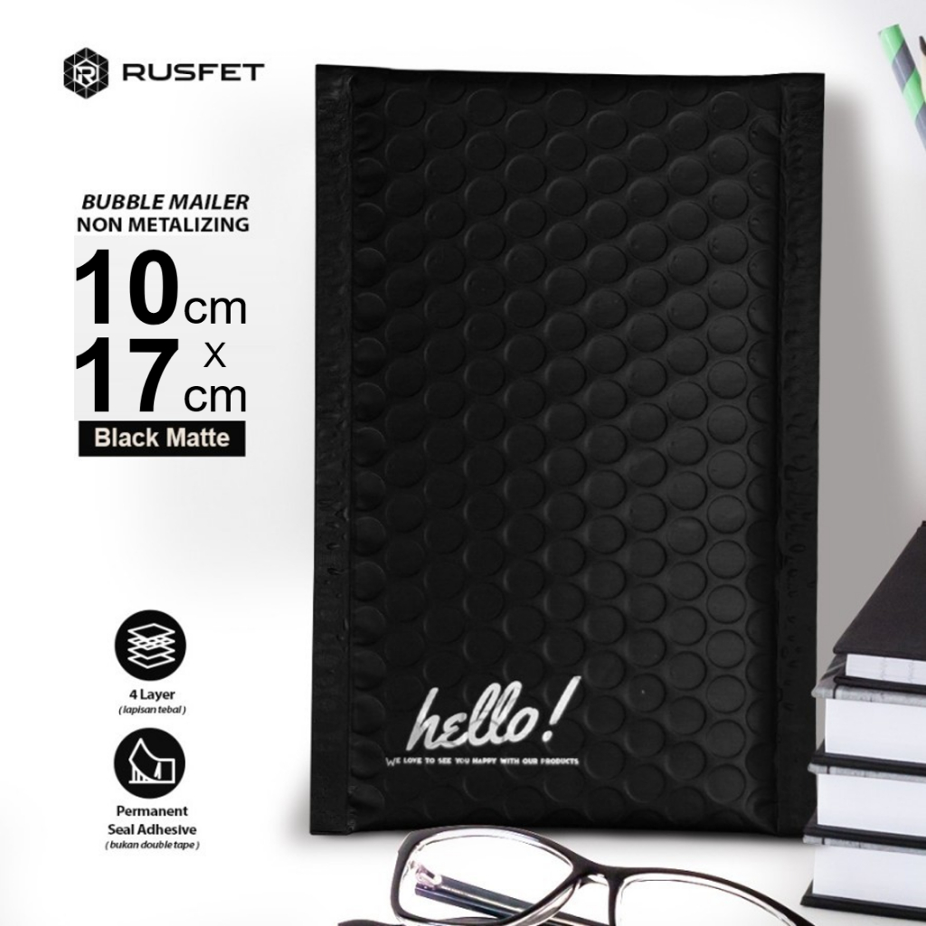 Amplop Bubble Envelope Mailer Rusfet Harga Satuan Hitam 10 x 17 cm