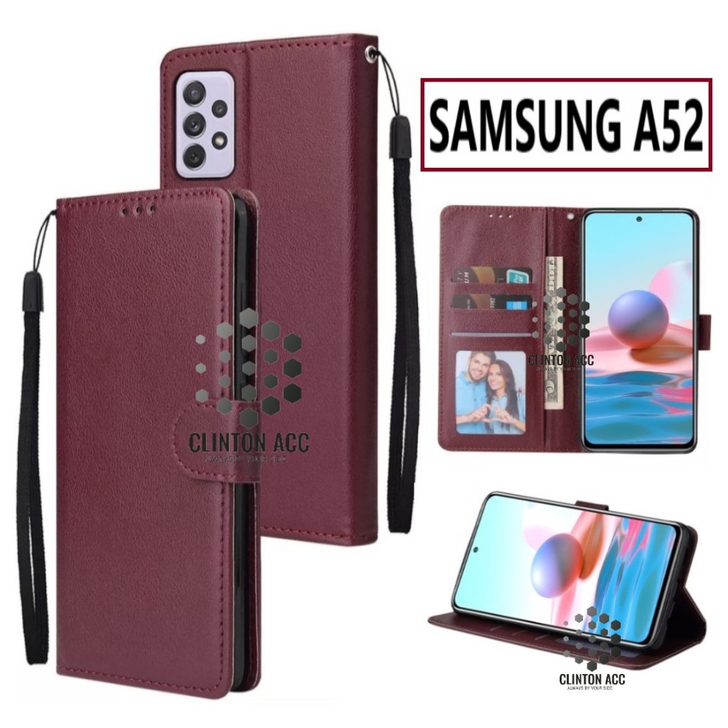 CASE HP SAMSUNG A52 FLIP WALLET LEATHER DOMPET KULIT SOFTCASE PREMIUM FLIP COVER SARUNG BUKA TUTUP F