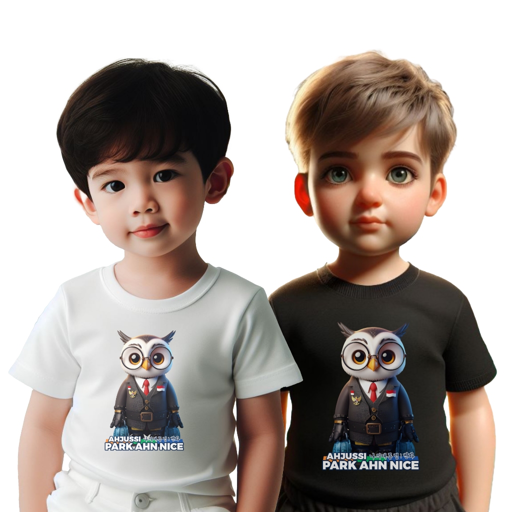 Kaos Anak KPop Park Ahn Nice Motif Burung Hantu Bahan Katun 30s