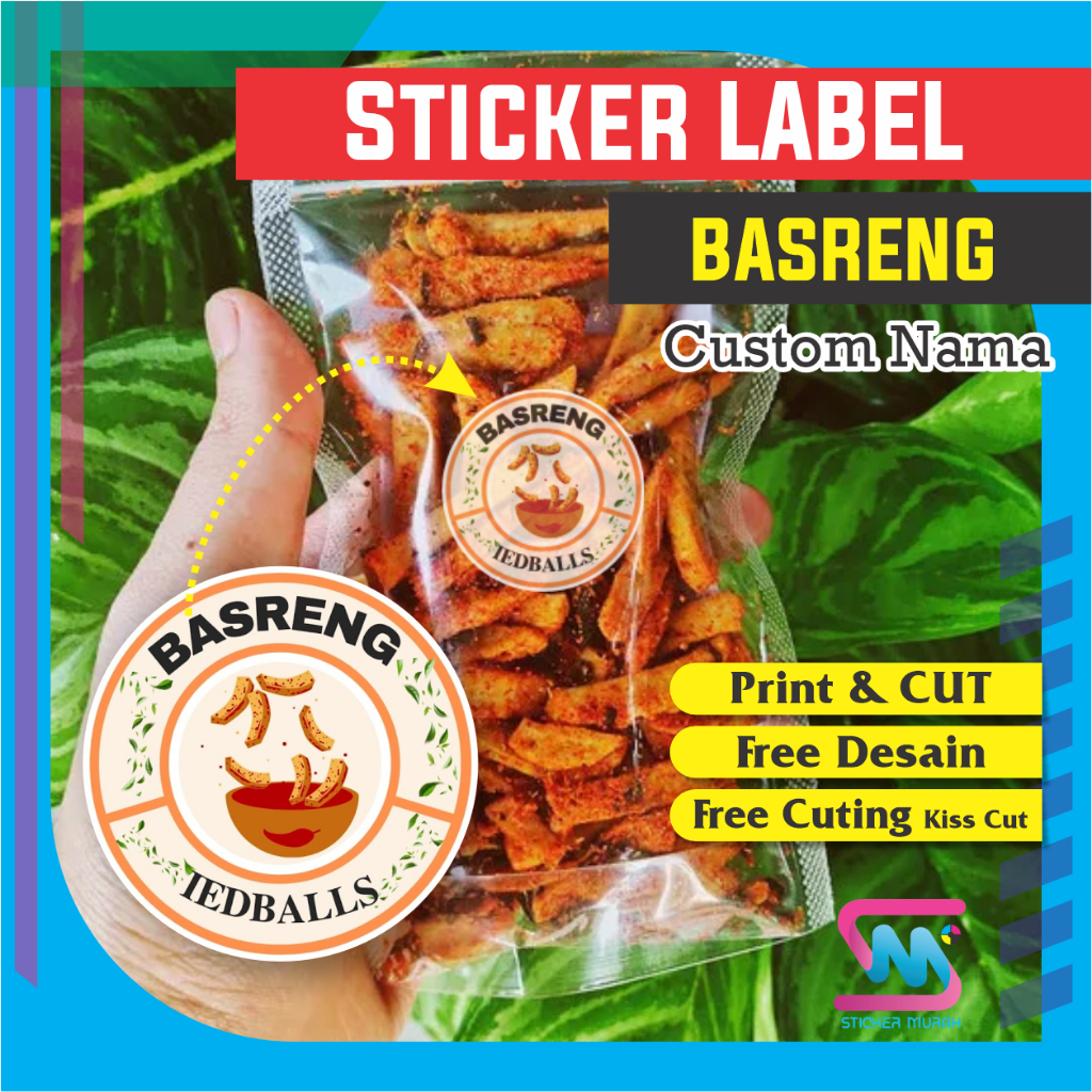 Sticker Label Basreng 1lembar / Stiker Label Basreng / Label Makanan /Stiker Label Makanan / Sticker