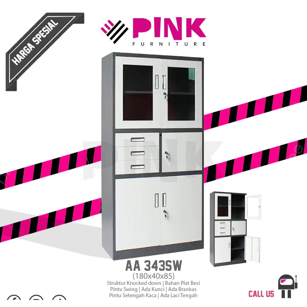 Lemari Kantor / Lemari Arsip Besi AA343SW ada Brankas