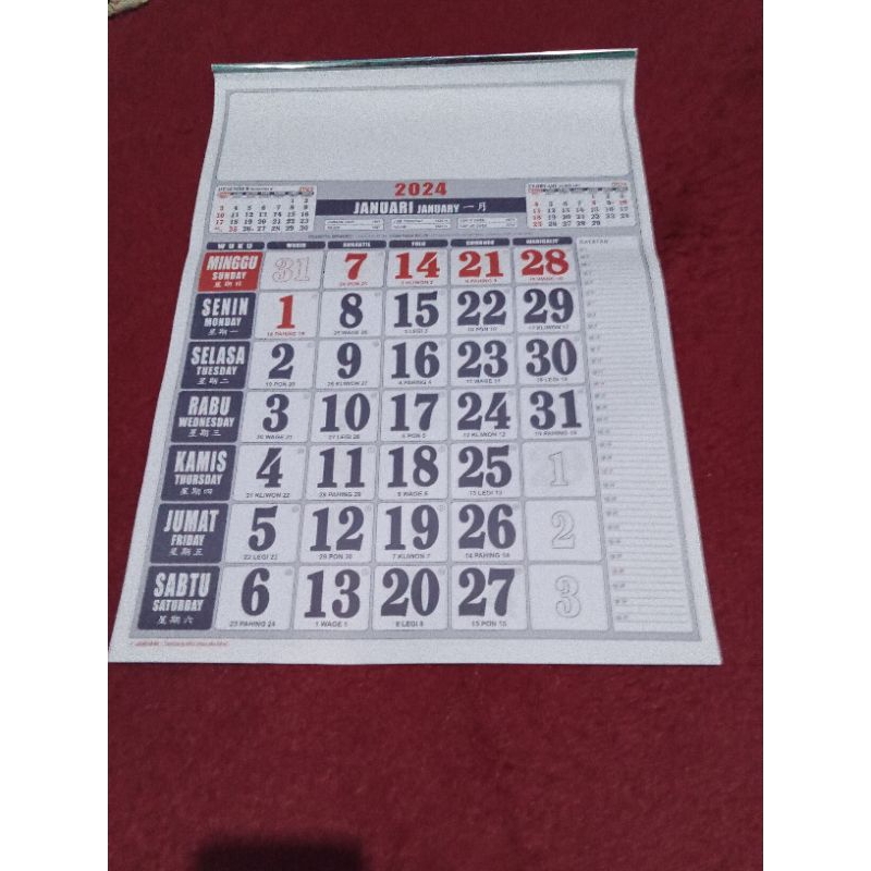 

KALENDER UKURAN SEPARUH JUMBO