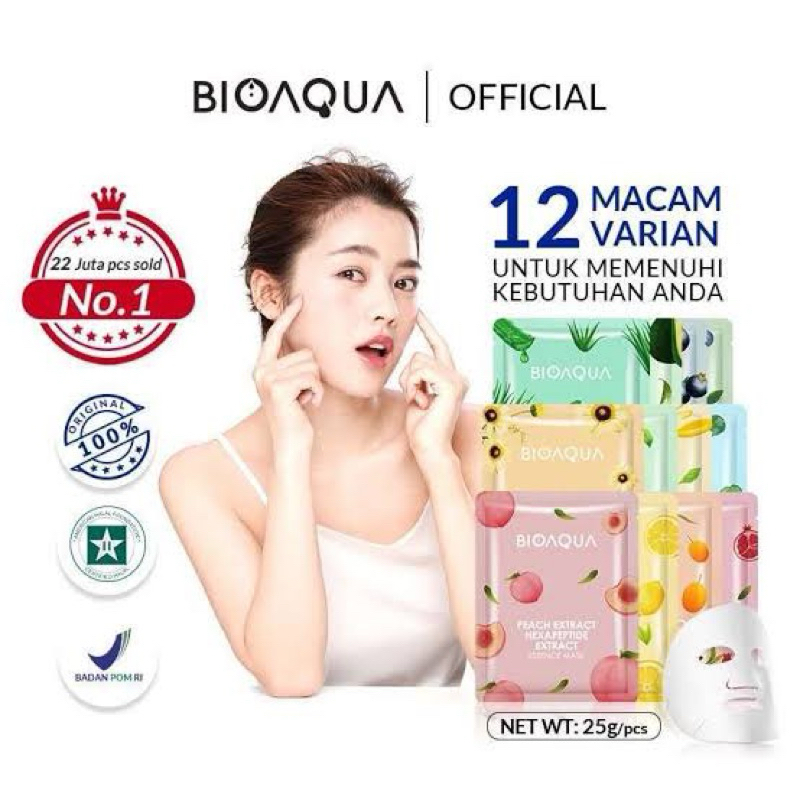 BIOAQUA Cosmetics Sheet Mask Fruit| Facial Mask Brightening Glowing Moisturizing Skin Care | Hydrati