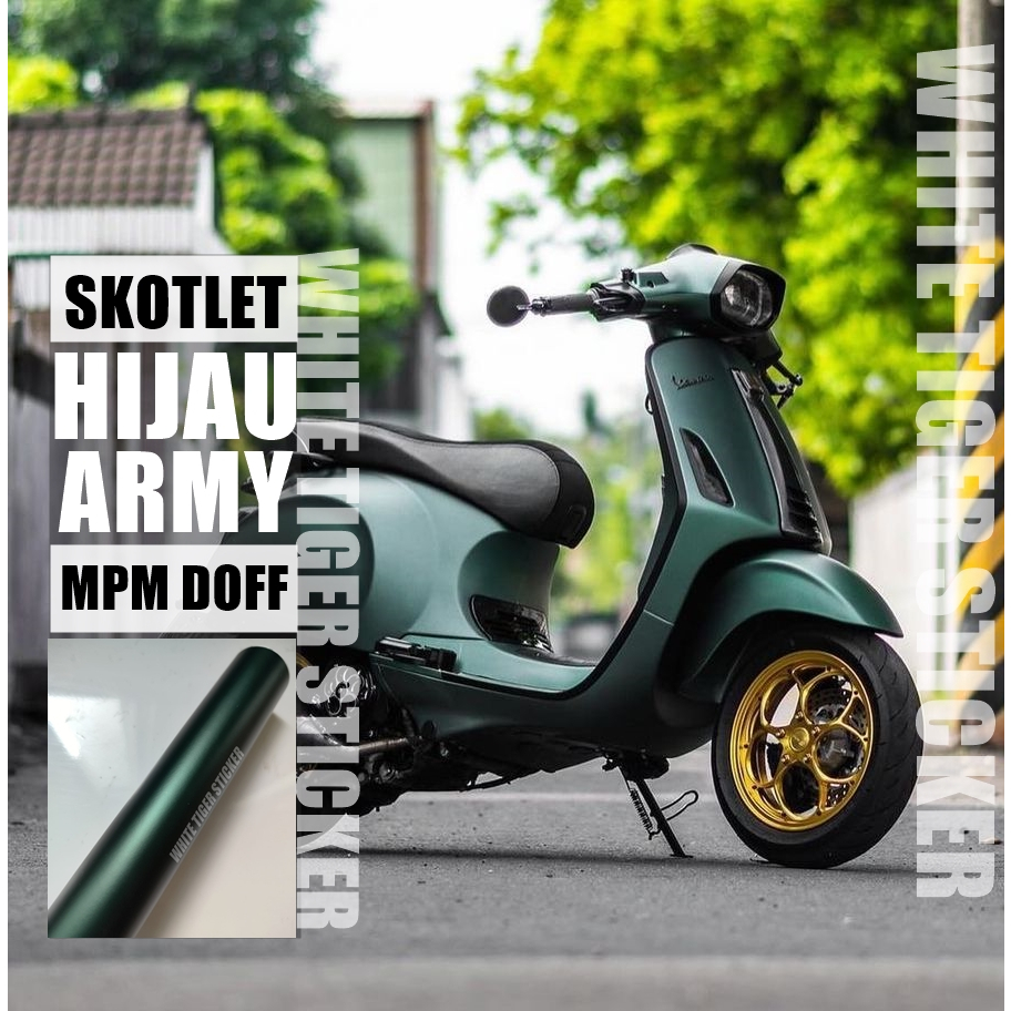 SKOTLET STIKER MOTOR HIJAU ARMY DOF METALIK SKOTLET HIJAU ARMY DOFF METALIK SKOTLET HIJAU TUA ARMI D
