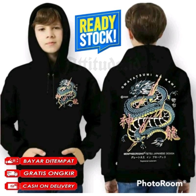 SWEATER HOODIE ANAK NAGA RYUJIN TANGGUNG LAKI-LAKI DAN PEREMPUAN