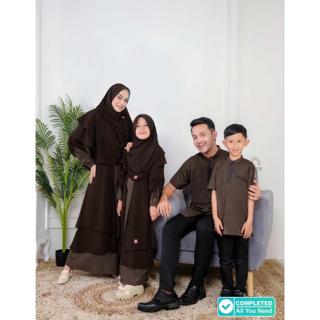 Completed Gamis Couple Keluarga Series Marwah Warna Brown Walnut Baju Sergam Gamis Koko Busana Muslim Couple Kapelan Sarimbit Keluarga Pasangan Ayah Ibu Dan Anak Laki Laki Perempuan Lebaran 2024 Terbaru Kondangan Pesta Mewah Elegan Exclusive Jumbo A041