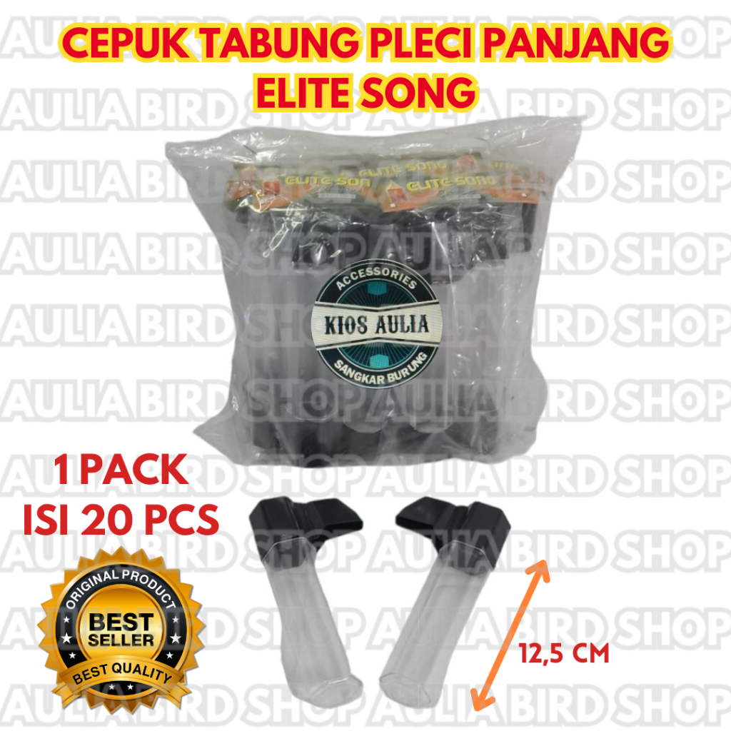 TABUNG PLECI PANJANG 1 PAK ISI 20PCS ELITE SONG DISPENSER CEPUK WADAH PAKAN MAKAN MINUM BURUNG