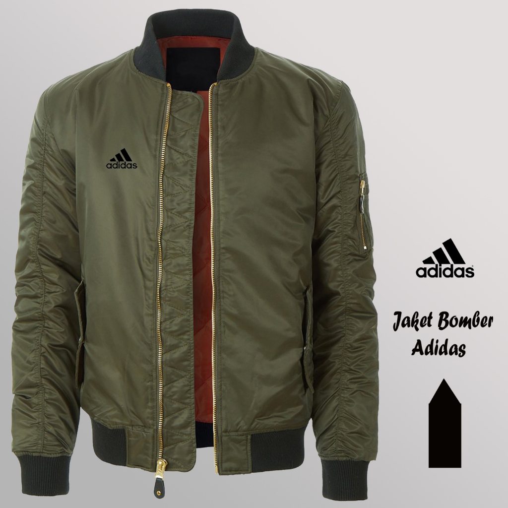 jaket bomber pria logo adidas premium jacket pria parasut tebal waterproof jaket taslan murah