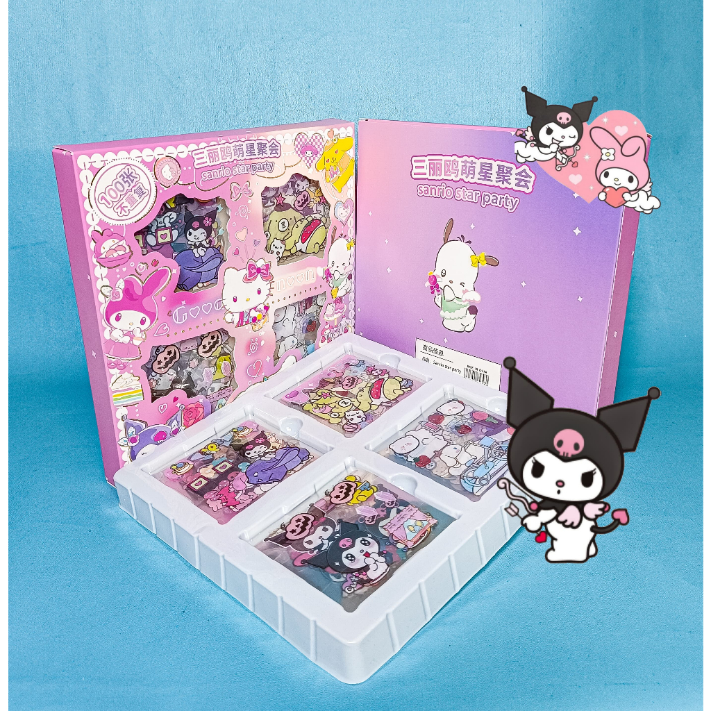 

100Lembar mix motif Sticker Box Hello Kity X Sanrio