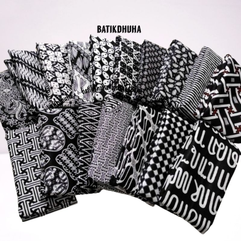 kain hitam putih / kain batik hitam putih meteran 2x1meter / batik set monokrom murah