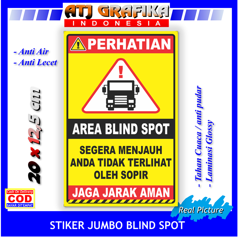 

Jumbo stiker blind spot area berbahaya sticker keselamatan berkendara