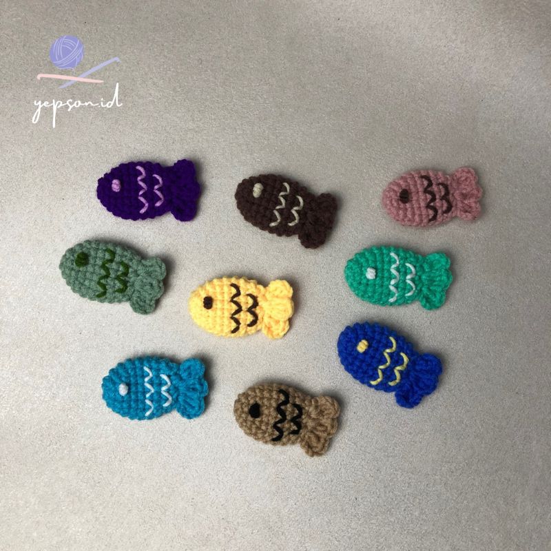 Yepson - Keychain Taiyaki Bungeoppang Gantungan Kunci Rajut Taiyaki Bungeoppang Gantungan Kunci Ikan