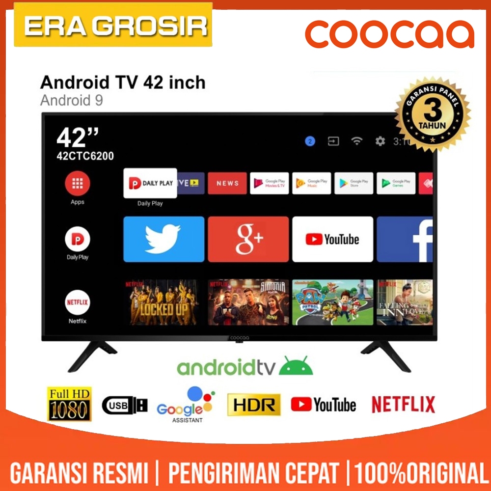 Coocaa LED Smart Android TV 42 Inch 42CTC6200 Full HD