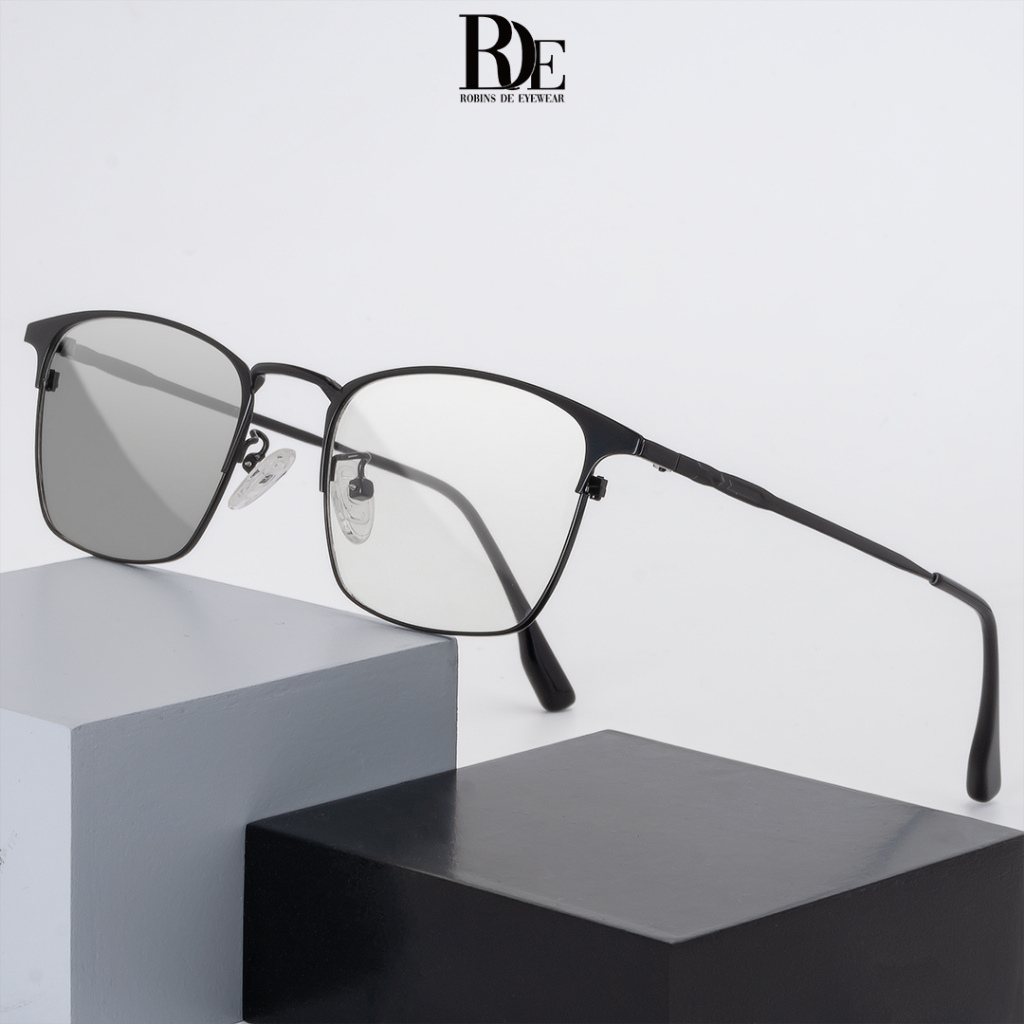 Robins Kacamata Minus Kotak Metal Anti Radiasi Photocromic Antiblueray Bluecromic Kaca Mata Fashion 