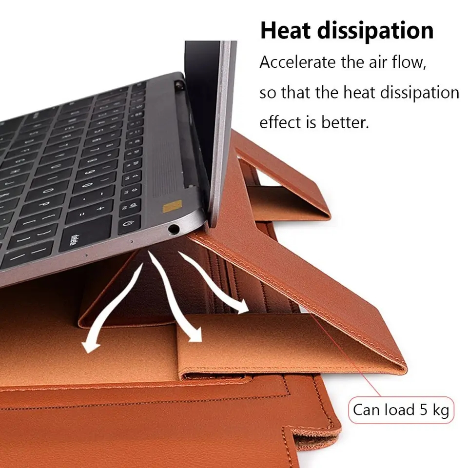 MH - Sarung Macbook Kulit + Stand Premium Leather Laptop Sleeve LE1301
