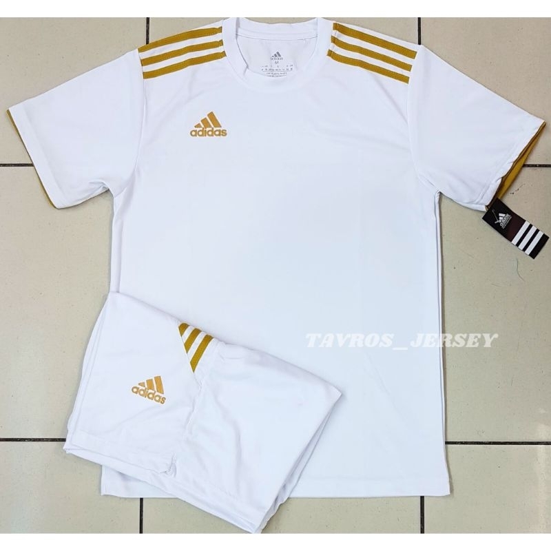 COD SETELAN FUTSAL DEWASA ADIDAS DRI-FIT JERSEY TIM SEPAK BOLA PUTIH KUNING POLOS M-XL