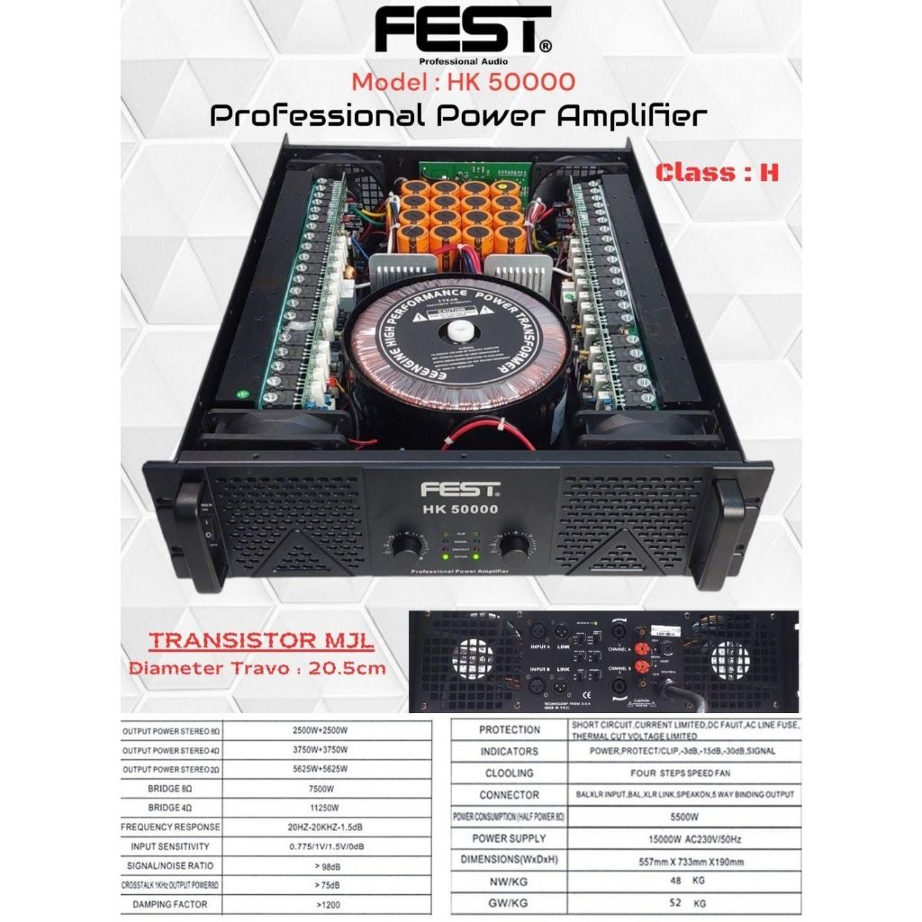 POWER AMPLIFIER FEST HK 50000 / HK50000 CLASS H 2500 WATTS ORIGINAL