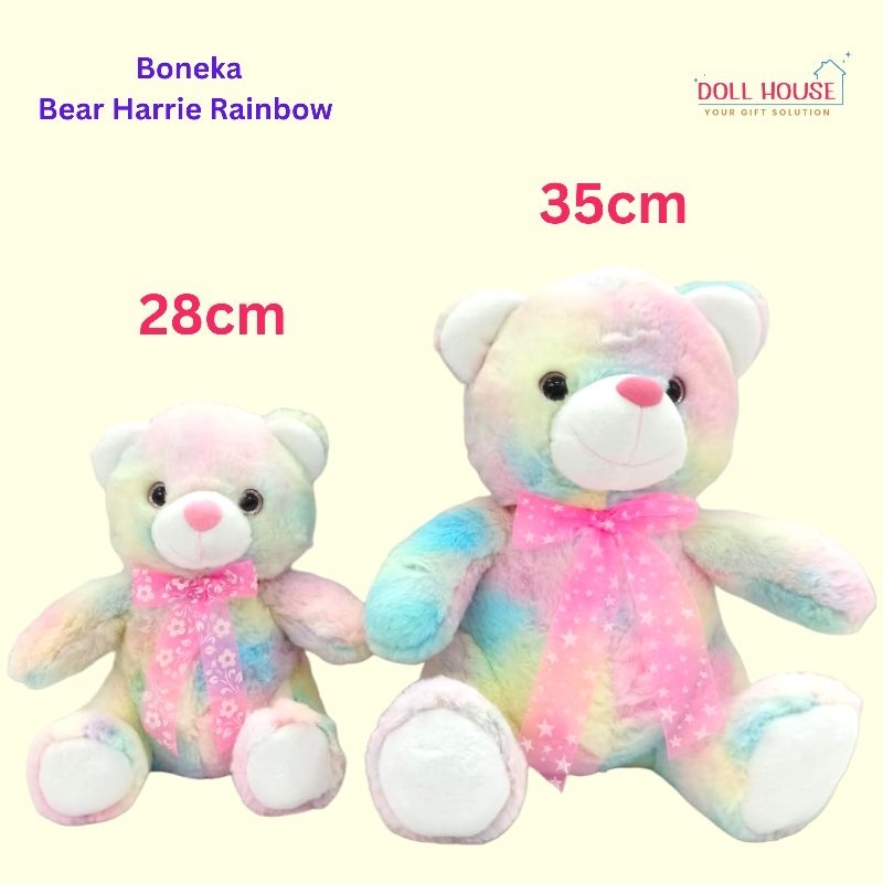 Boneka Viral Beruang Pelangi / Boneka Bear Rainbow Lucu / Boneka Bear Harrie Rainbow