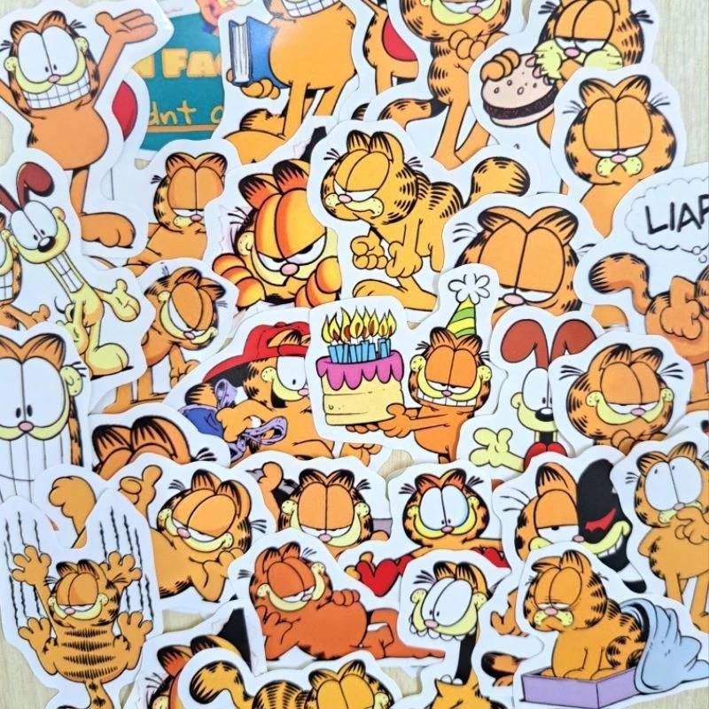 

[25pcs] Sticker Garfield/ Stiker Animasi Kartun Kucing/ Tempelan Anime Untuk HP Helm Jurnal Notebook