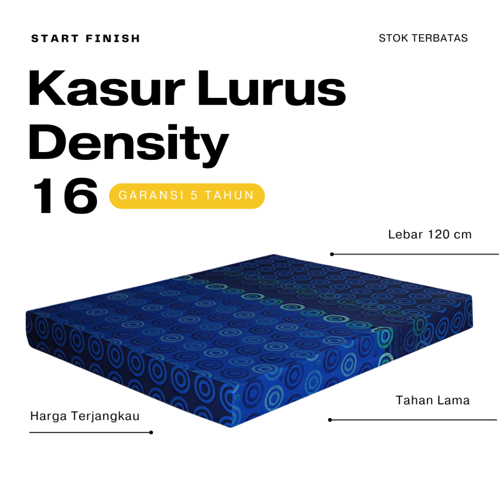 KASUR LURUS DENSITY 16 Ukuran 200 x 120 Tebal 15 dan 20cm | Matras Busa Lantai | Kasur Busa Tebal