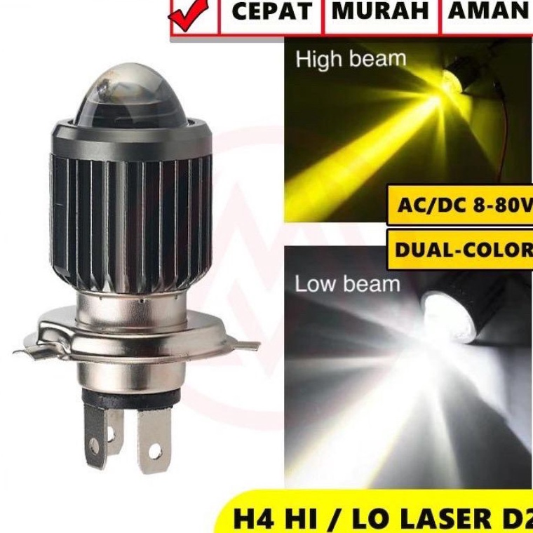 Kirim sekarang BOHLAM  LAMPU DEPAN LED H4 LASER 2 WARNA HI  LOO 2 WATT  LAMPU DEPAN UTAMA MOTOR r Sp