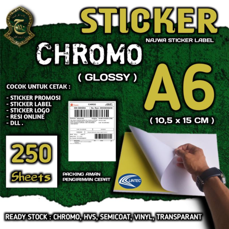 

STICKER KROMO ( GLOSY ) A6 ISI 250 LEMBAR TERMURAH