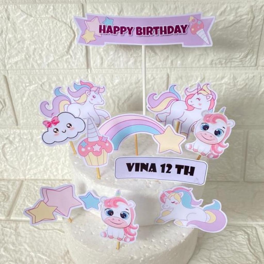 Topper Ulang Tahun Unicorn / Topper Cake Unicorn
