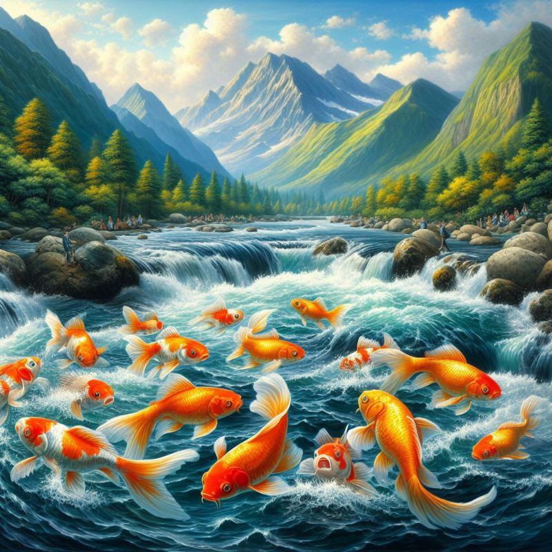Hiasan Dinding, IKAN MAS KOI, Ukuran JUMBO, 100x70cm & 150x100cm & 200x100cm/Poster Cetak/Lukisan Ce