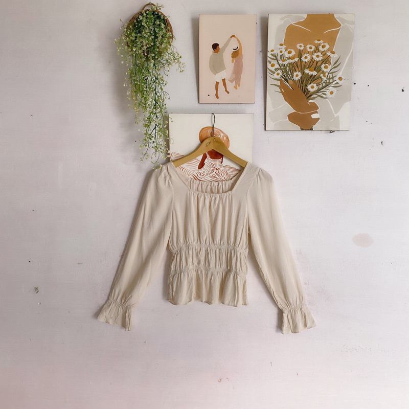 CROP TOP WANITA KOREAN LOOK SQUARE NECK