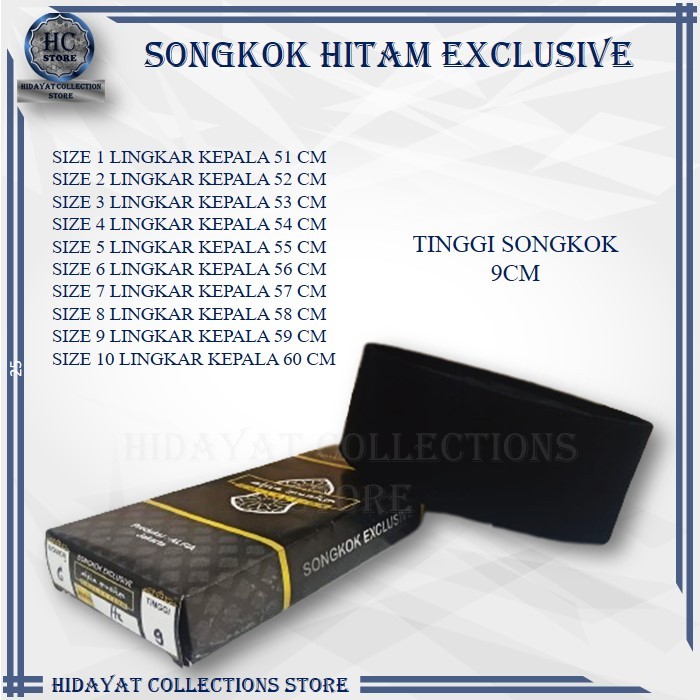 Songkok Hitam Premium Songkok President Tinggi 9cm