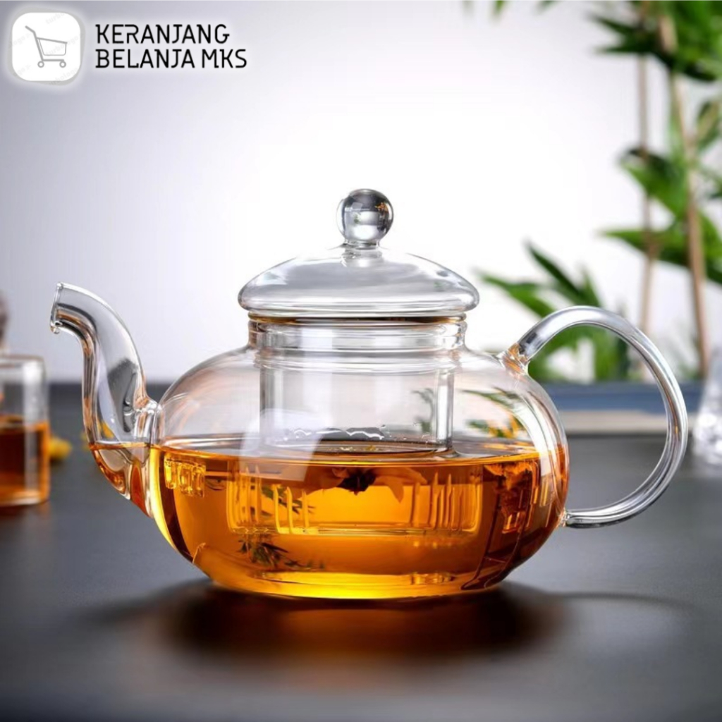 Teko Pitcher Kaca Minuman Tahan Panas Memiliki Penyaring Teh / Kopi