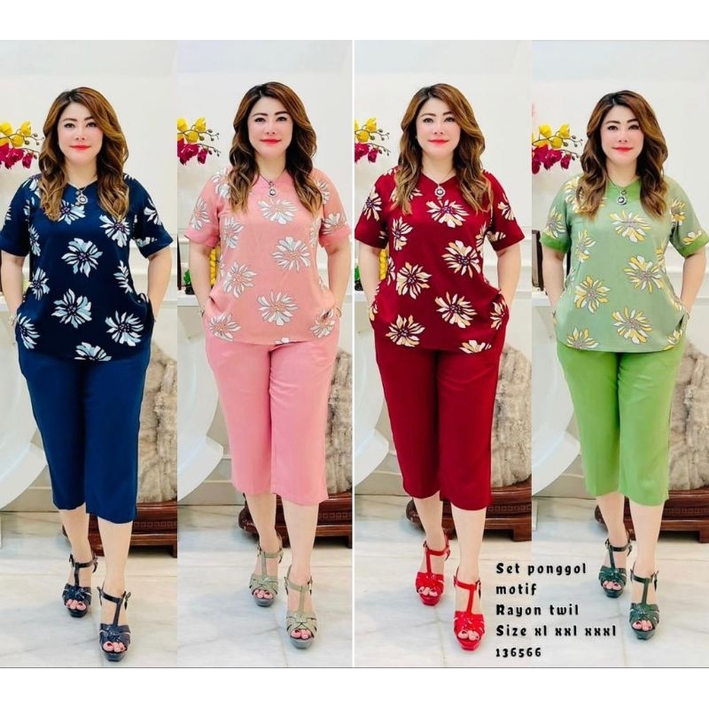 Setelan Rayon Twill Motif Bunga Bunga New