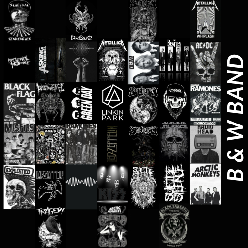 Poster Band Hitam Putih Isi 40 Pcs | Dekorasi Kamar | Hiasan Dinding Aesthetic