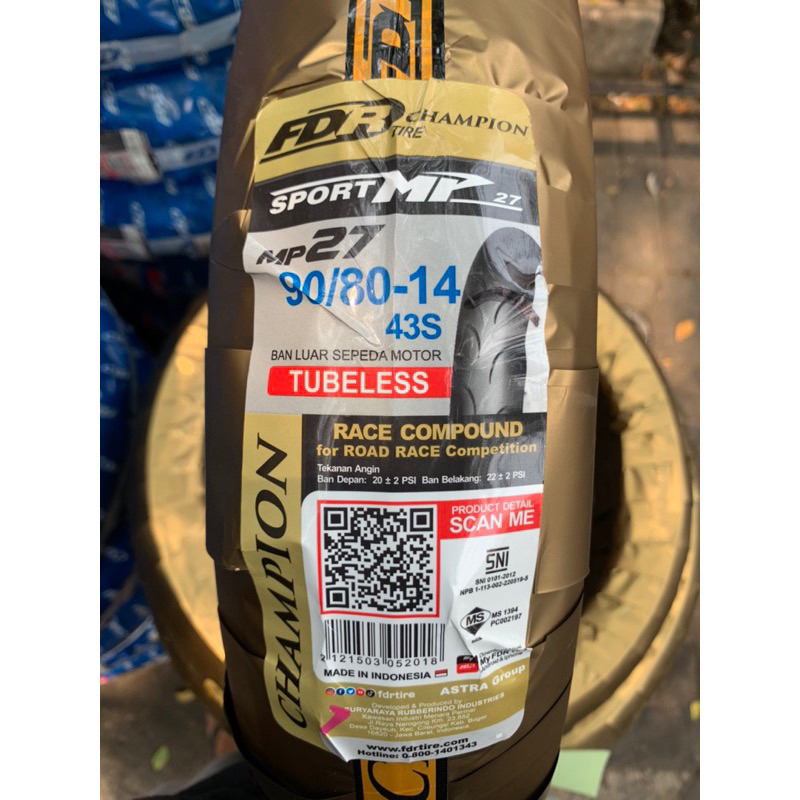 BAN FDR SOFT COMPOUND 90/80 14 MP27 TUBELESS TL ROAD RACE FDR MP27 90/80-14 Tubeless RACING / SOFT C