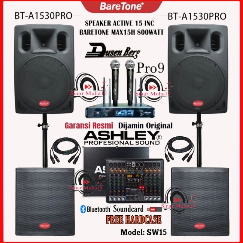 Paket Sound System Lapangan 2 Buah Subwoofer Aktif 15 Inch BareTone SW15 Speaker Aktif 15 Inch 800 W