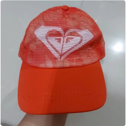 ROXY topi wanita orange motif jaring-jaring