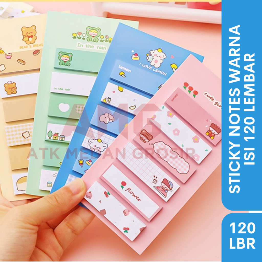 

STICKY NOTES INDEX MEMO WARNA MOTIF FANCY KOREA AESTHETIC ISI 6 X 20 PCS