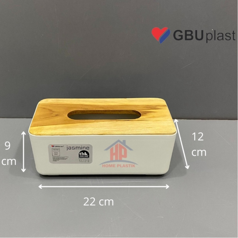 GBU PLAST - Tempat Tissue Jasmine Wadah Tisu  Kotak Tissu Tutup Kayu Jati Aesthetic