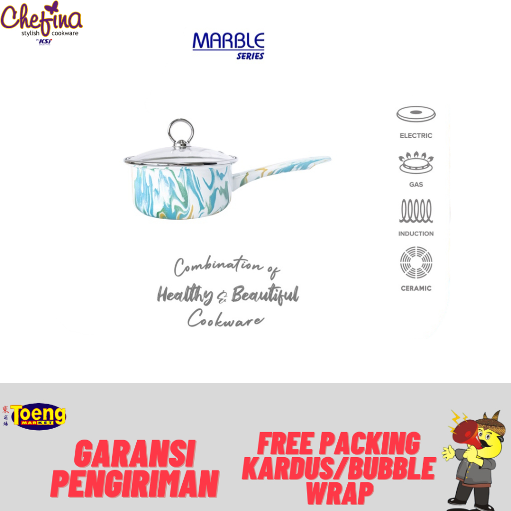 SAUCEPAN / PANCI SUSU / PANCI MASAK / SAUCEPAN 4S W/GL 16cm MARBLE CHEFINA
