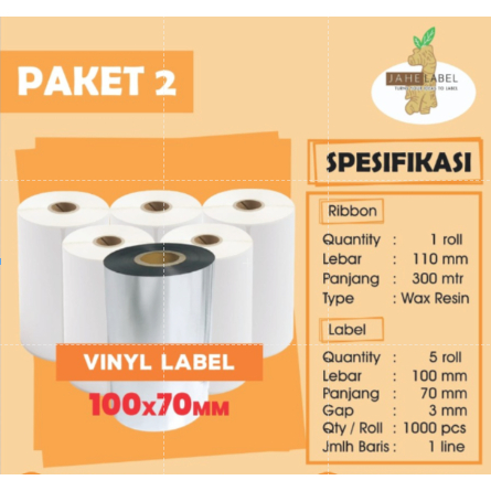 

PAKET LABEL BARCODE VINYL 100x70 mm 5 LABEL 1 RIBBON