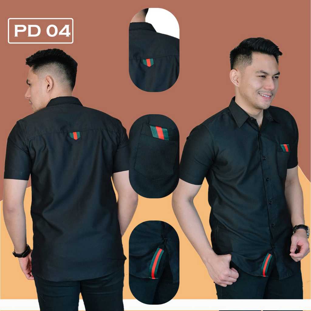 Kemeja Pria Slimfit Lowkey Premium PD 04 Hitam | Hem Atasan Kemeja Baju Laki-laki/Cowok Slimfit Keme