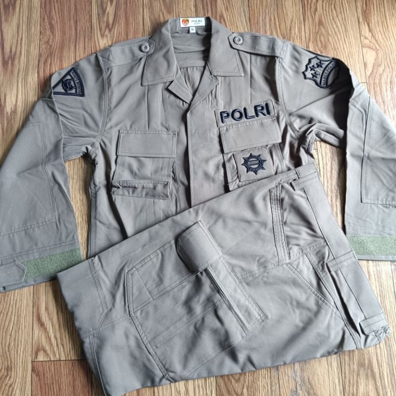 Seragam PDL Hijau Tactical Jatah Brimob Terbaru Tahun 2023 Bahan Kain Halus